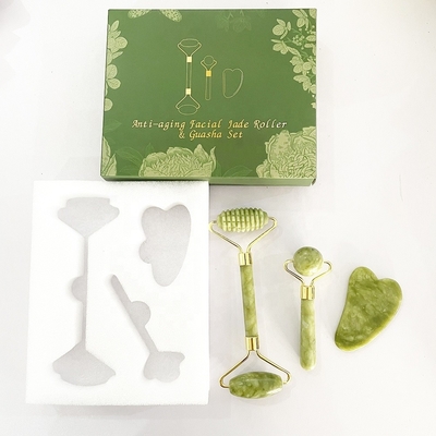Anti-Aging Pietra naturale Rosa Bianco Mini Pelle Faciale Custom Box Magnetica Imballaggio Rosso Giada Roller