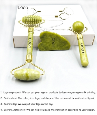 Anti-Aging Pietra naturale Rosa Bianco Mini Pelle Faciale Custom Box Magnetica Imballaggio Rosso Giada Roller