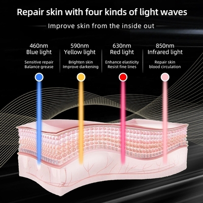 Maschera per il viso portatile a LED in silicone cura della pelle 4 Color Firming Wrinkle Remover per il collo / gola