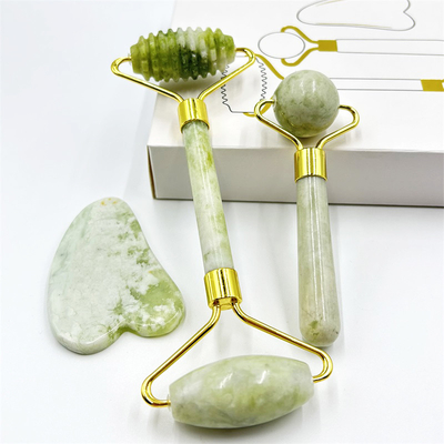 Home Jade Roller con Natural Xiuyan Stone Beauty Green Facial Ice Roller e Custom Box