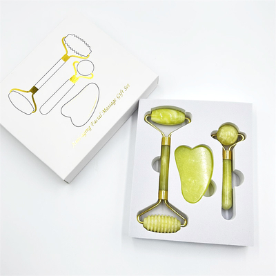 Home Jade Roller con Natural Xiuyan Stone Beauty Green Facial Ice Roller e Custom Box