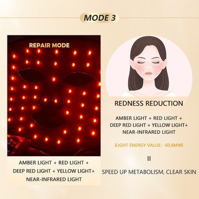 Maschera per la terapia facciale con pulsazione di luce a LED con soluzione di cura della pelle compatta a vibrazione