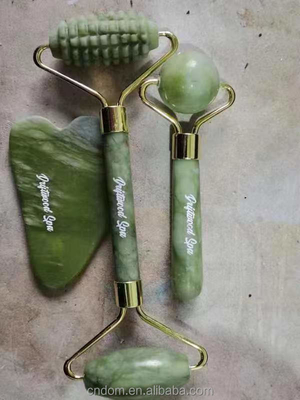 2023 Nuovi modelli Yin Yang Gua Sha Set 100% giada naturale Roller per la cura della pelle e del viso