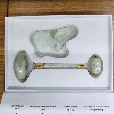 2023 Nuovi modelli Yin Yang Gua Sha Set 100% giada naturale Roller per la cura della pelle e del viso