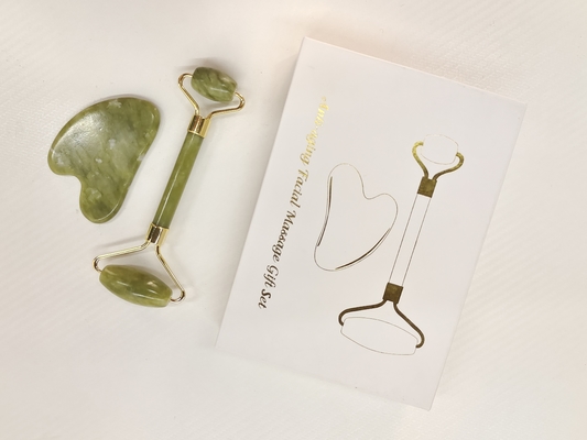 2024 Doppia testa Xiuyan Stone Jade Roller e Gua Sha Set per la cura della pelle impermeabile Sì
