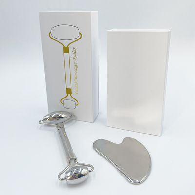Massaggio Faciale Acciaio Inossidabile Verde Gua Sha Pietra per Collo e Volto Logo Personalizzato Bellezza