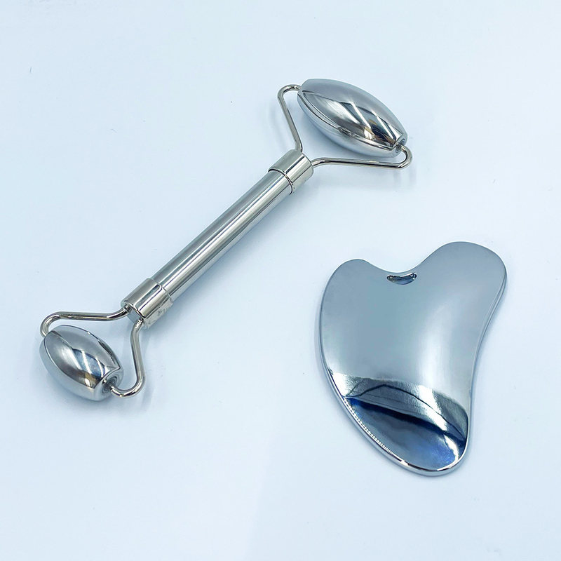 Massaggio Faciale Acciaio Inossidabile Verde Gua Sha Pietra per Collo e Volto Logo Personalizzato Bellezza